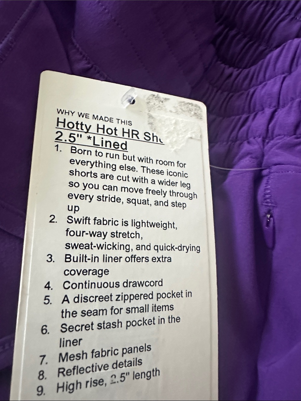Lululemon Hotty Hot HR 2.5" Lined Shorts college Purple BNWT - Picture 2 of 5